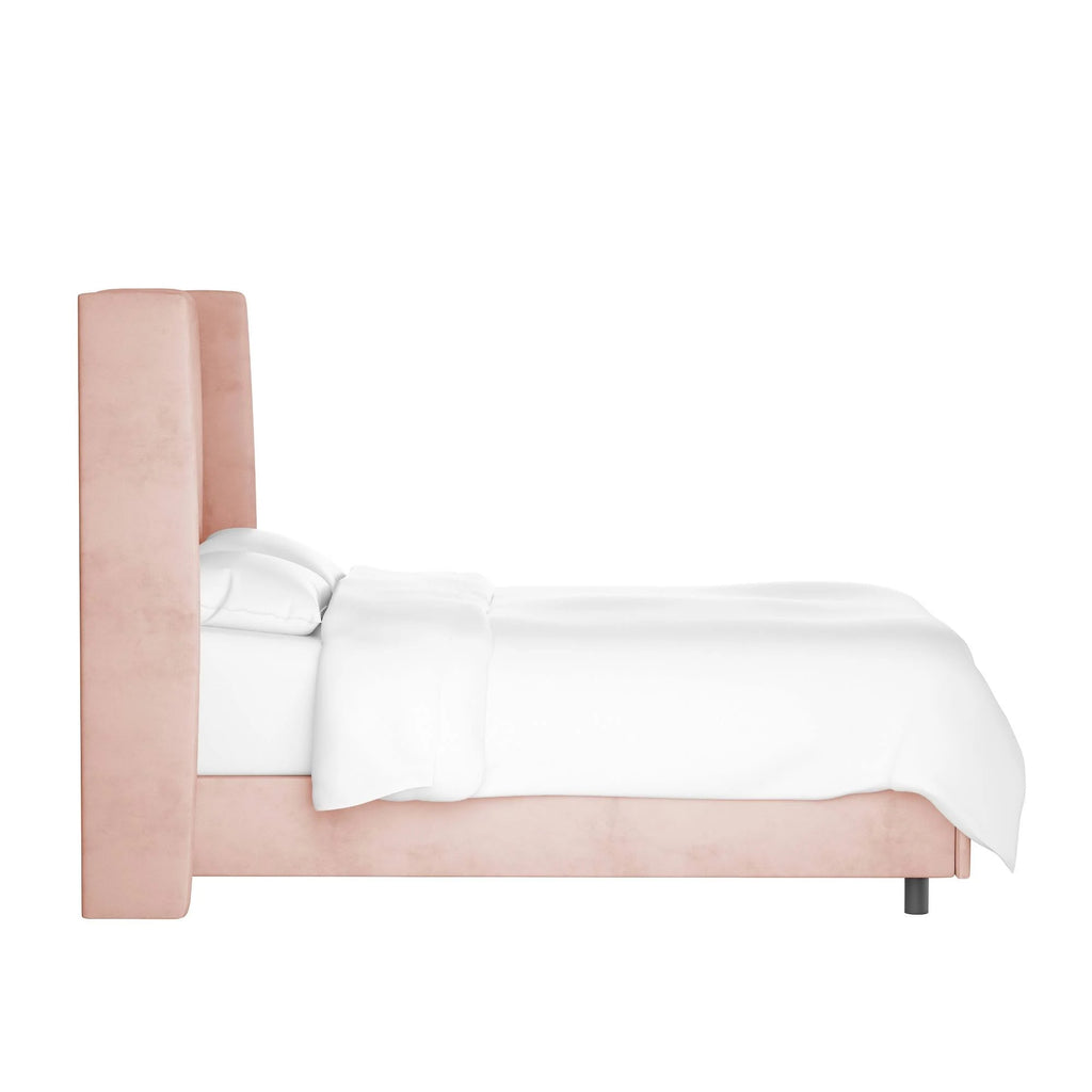 Blush Velvet Wingback Bed M527589