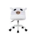 White Fuzzy Adjustable Armless Swivel Rolling Desk Chair V729426