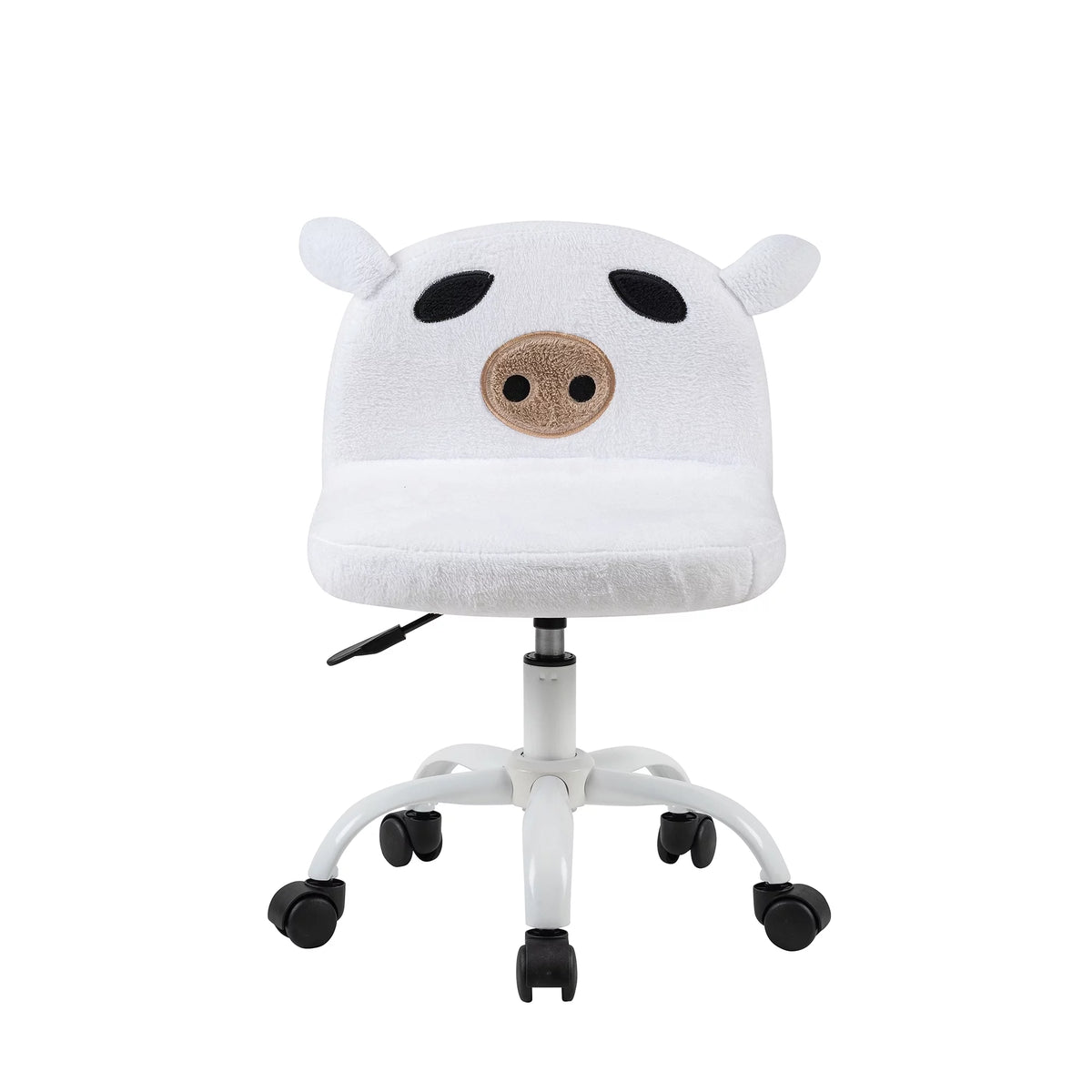 White Fuzzy Adjustable Armless Swivel Rolling Desk Chair V729426