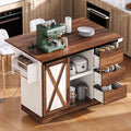 55.5" Black Mobile Kitchen Island with Drop Leaf Q68106