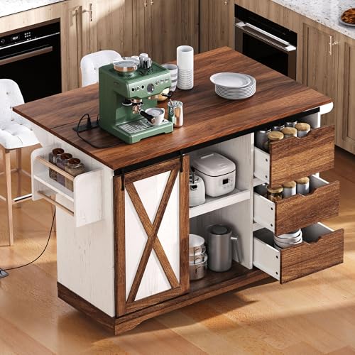55.5" Black Mobile Kitchen Island with Drop Leaf Q68106