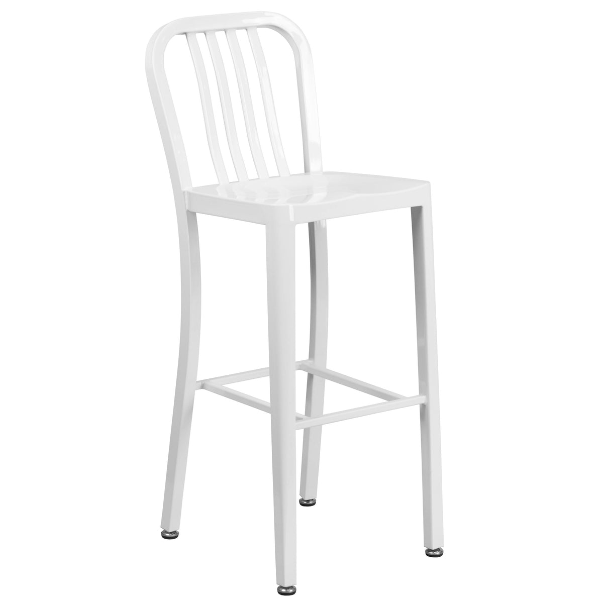 White Metal Indoor-Outdoor Barstool F329298