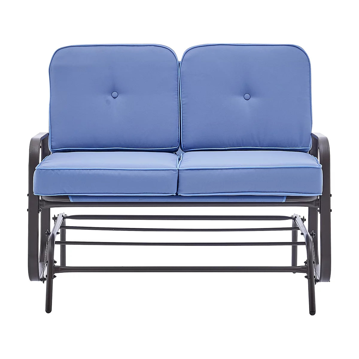 2-Person Outdoor Glider Rocking Bench Loveseat with Cushioned Seat, Blue Y63713