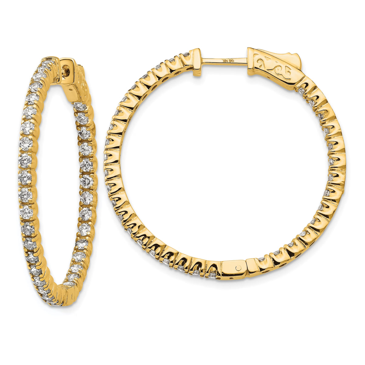 14k Yellow Gold Diamond Hoop Earrings J353459