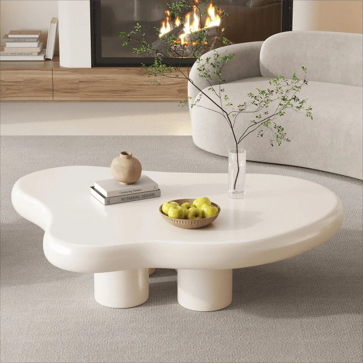 White Wood Coffee Table with 4 Legs I69057