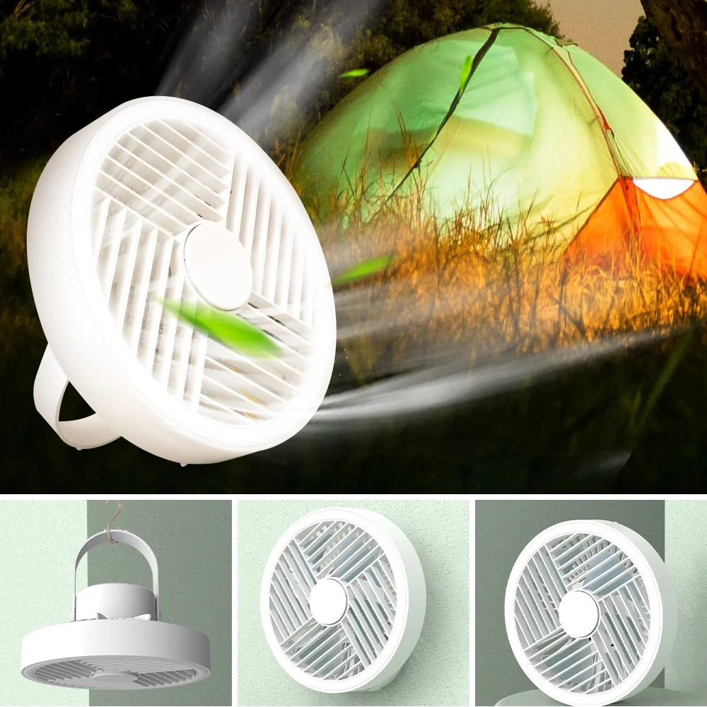 7-inch Rechargeable Camping Fan with LED Lighting T62389