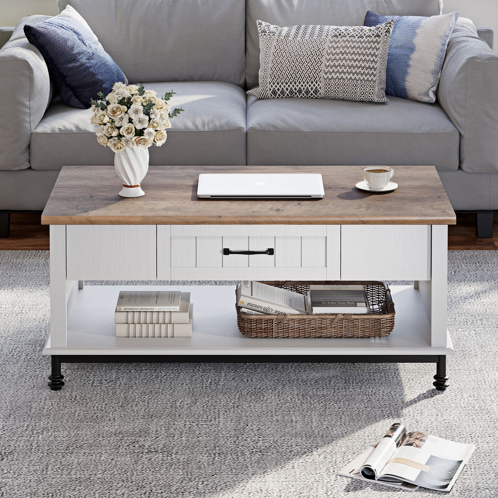 Farmhouse Coffee Table with Storage Shelf J7413