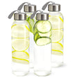 18 Oz Pack of 4 Glass Water Bottles with Lids and Sleeves N6202