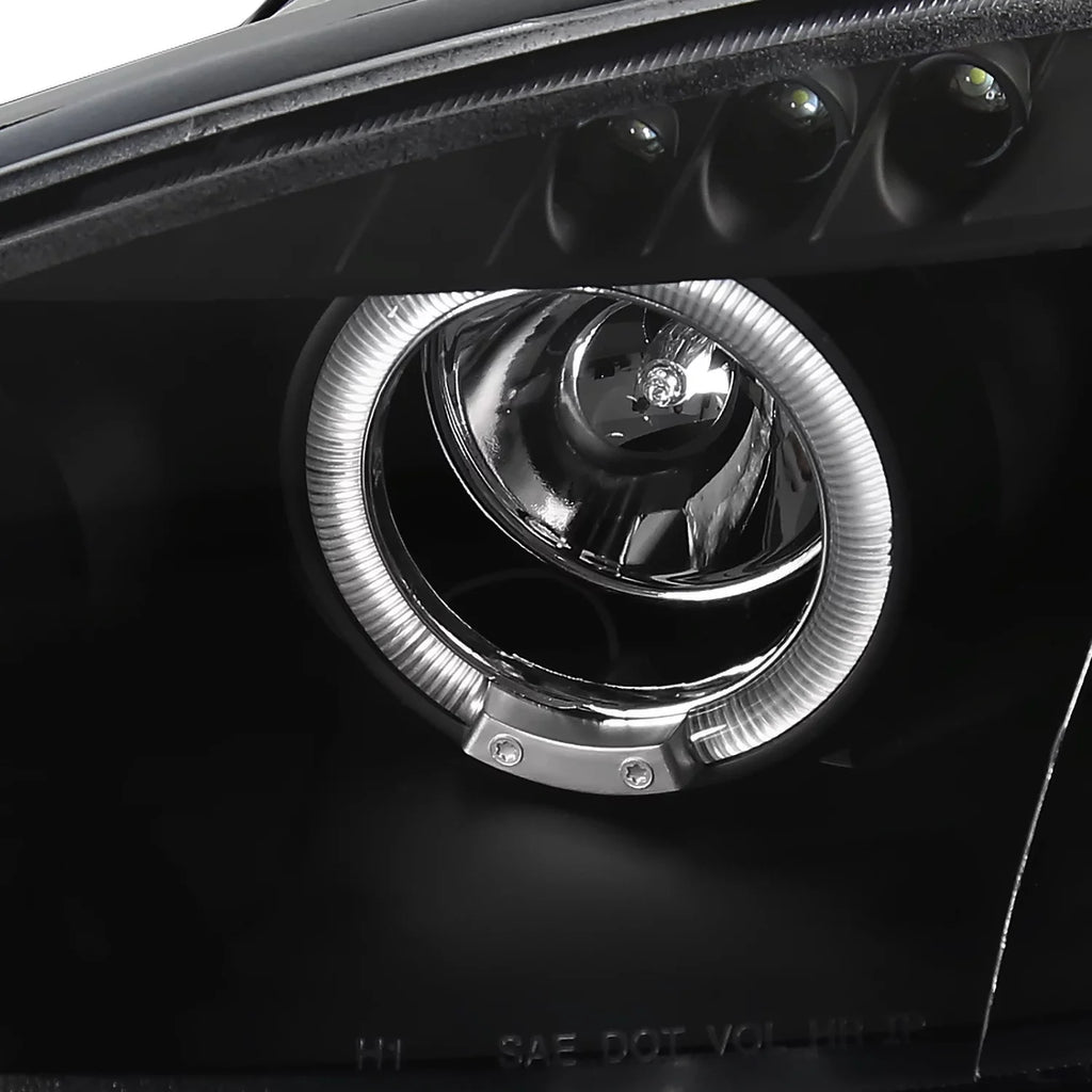 Black Halo Projector Headlights Left + Right Pair Headlamps Assembly G3418