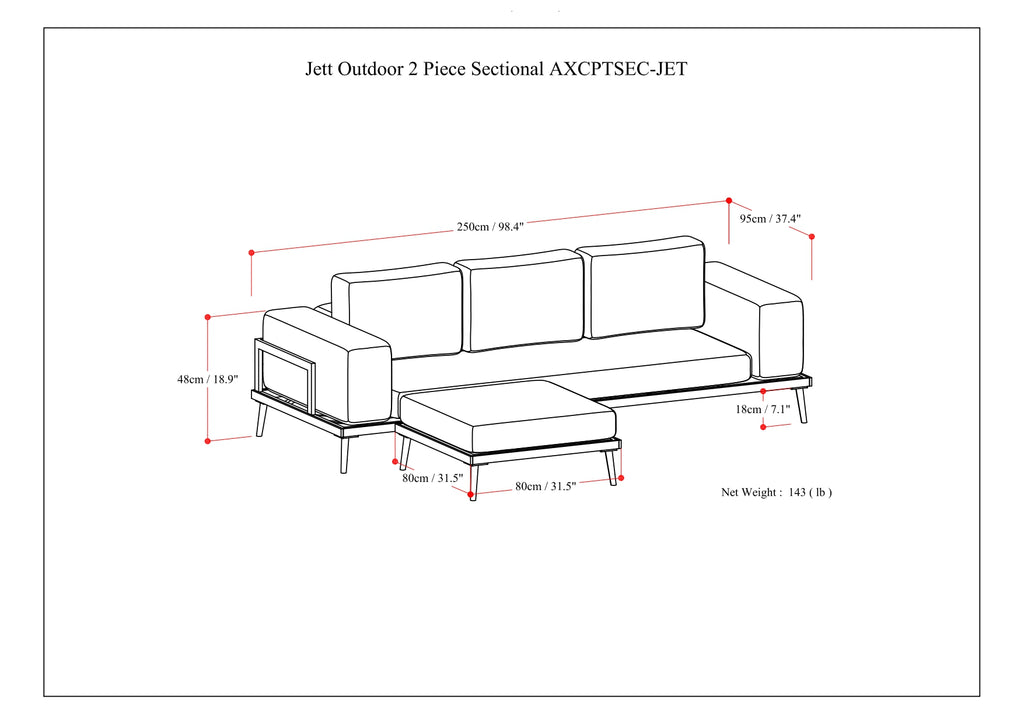 Slate Gray Outdoor 2 Piece Sofa Sectional H892