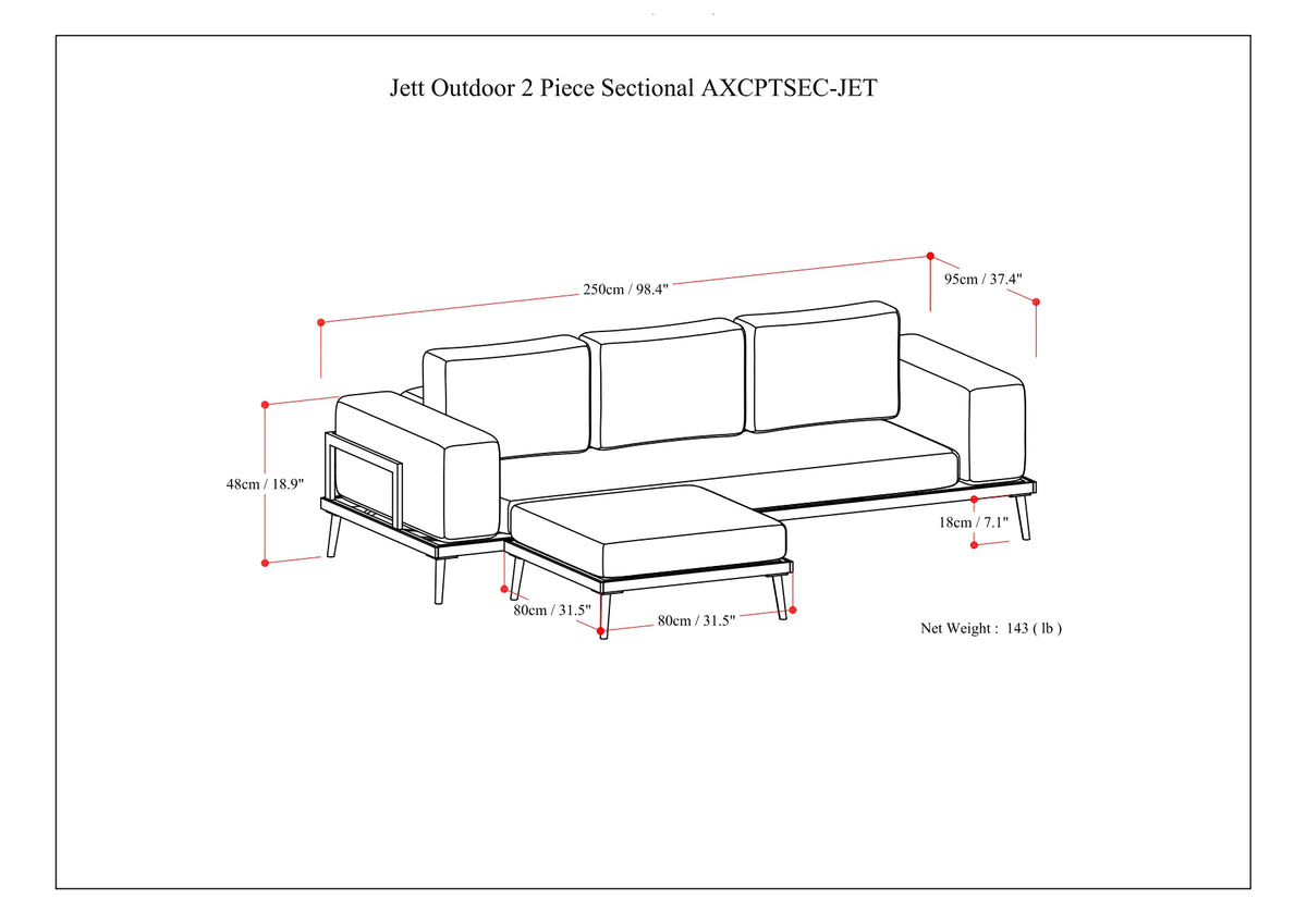 Slate Gray Outdoor 2 Piece Sofa Sectional H892