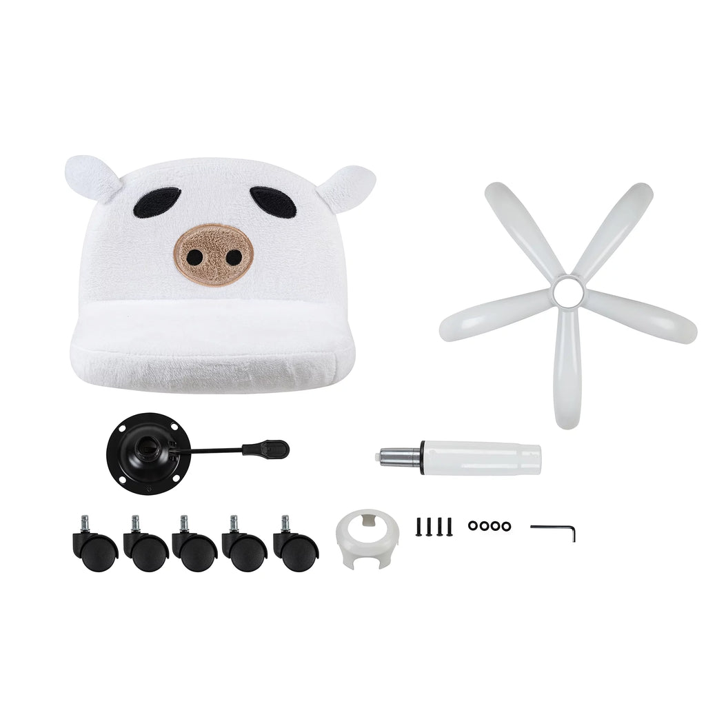 White Fuzzy Adjustable Armless Swivel Rolling Desk Chair V729426