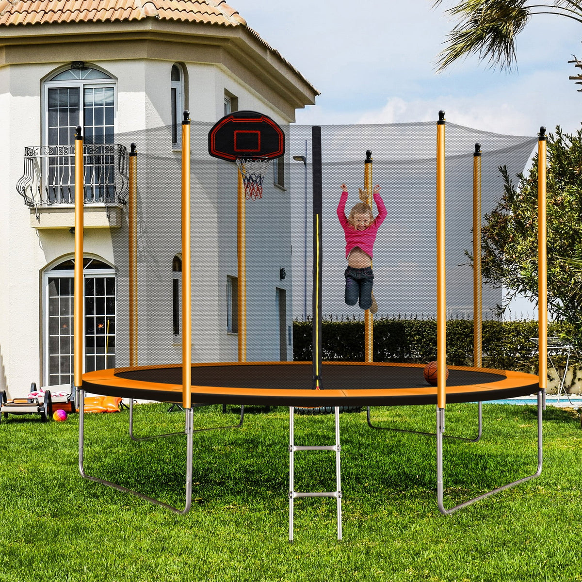 Trampoline 10ft with Basketball Hoop and Ladder Z726