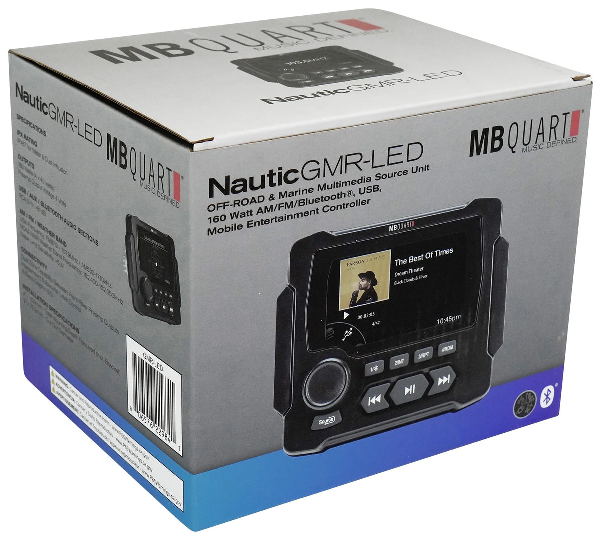 Marine Receiver with Bluetooth and 4 8" Black LED Speakers B4447