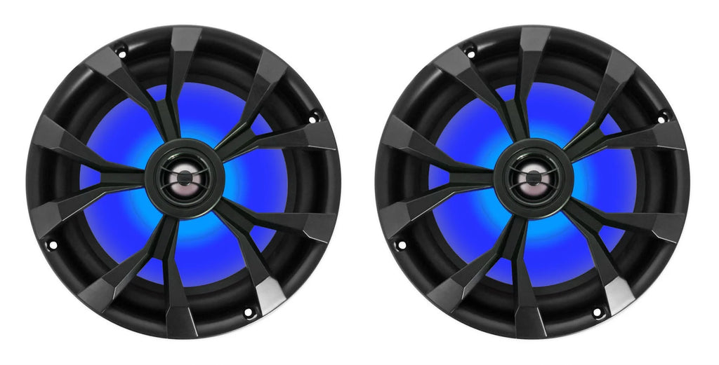 Marine Receiver with Bluetooth and 4 8" Black LED Speakers B4447