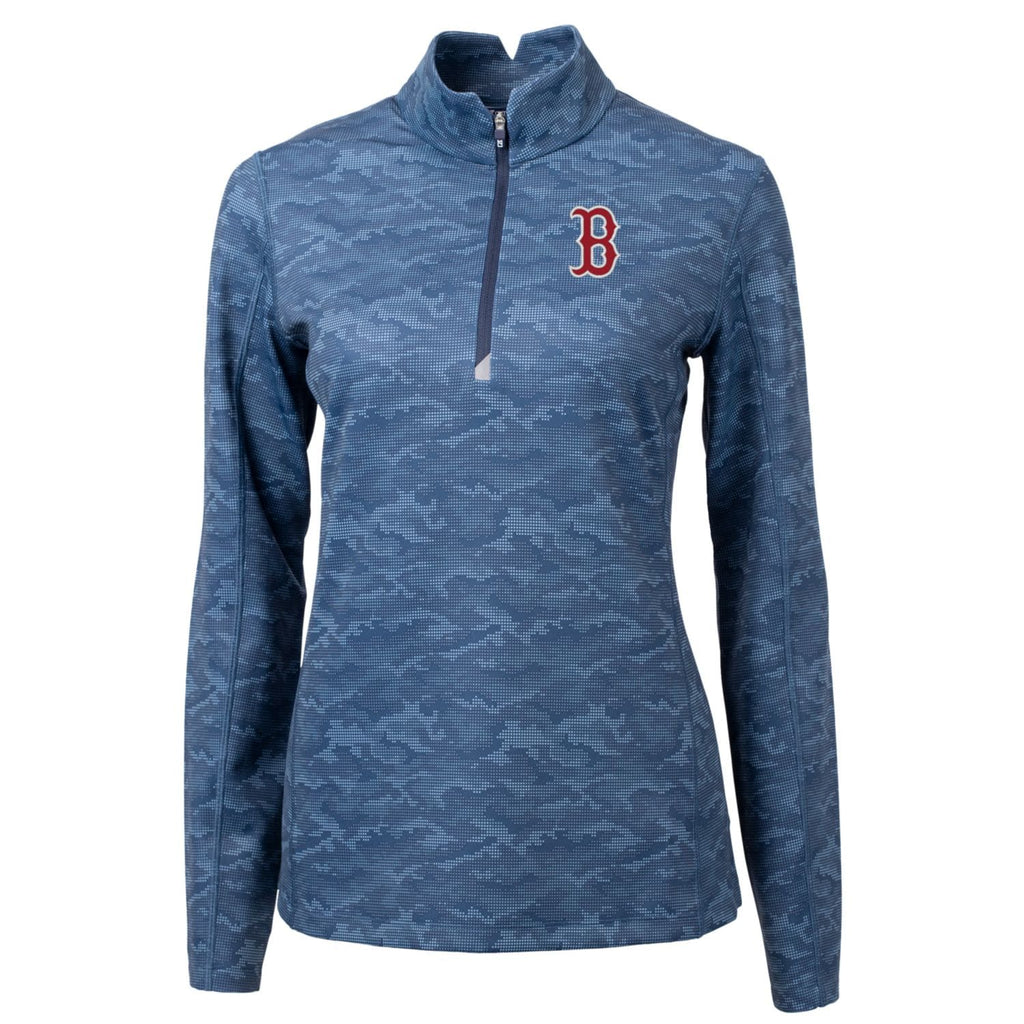 Navy Boston Red Sox Traverse Camo Print Stretch Quarter-Zip Pullover Top Q2269