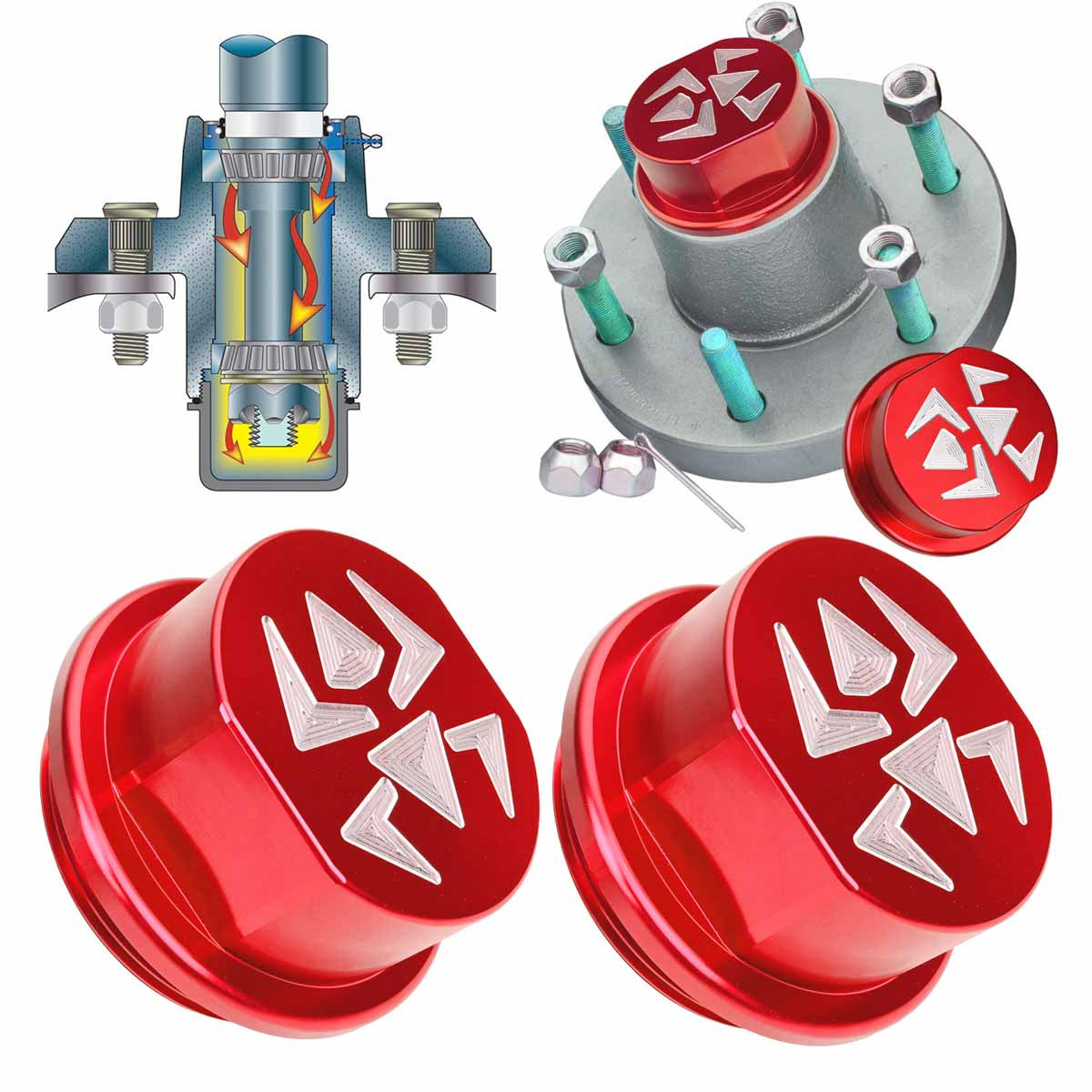 Replacement Aluminum Cap Assembly with O-rings for Vortex Hubs with 5 Bolts S582847