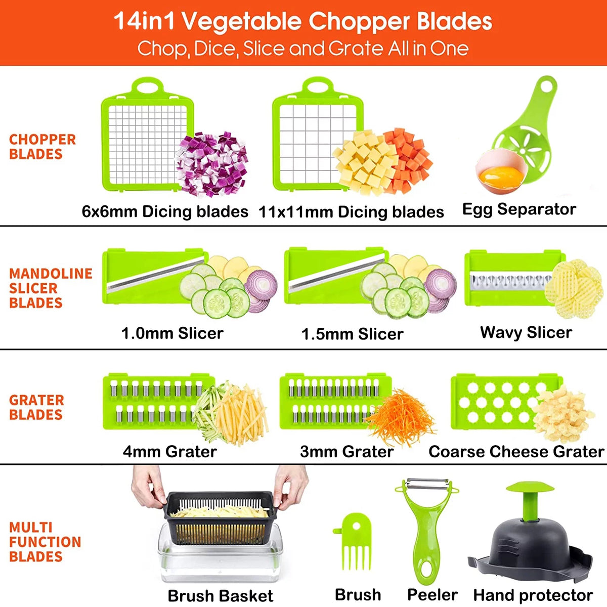 14 in 1 Vegetable Chopper with Container Y213
