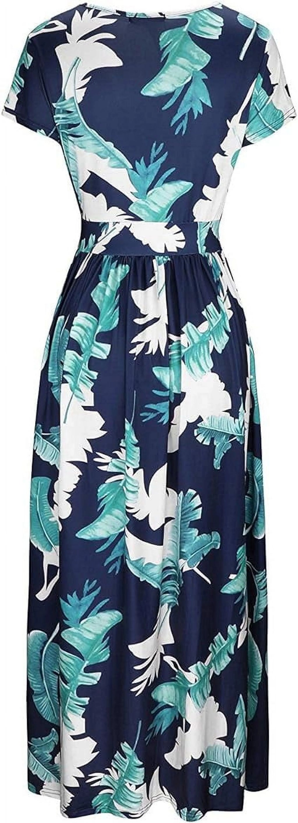 Women's Short Sleeve Wrap Waist Maxi Dress with Pockets C729270