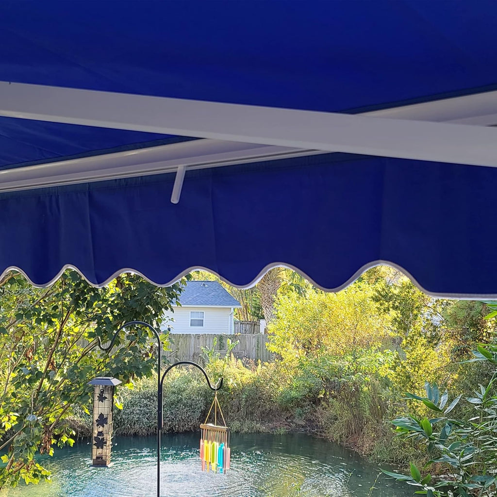12 x 10 Feet Blue Retractable Patio Awning E266