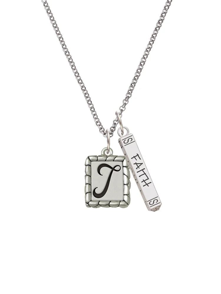 Silvertone Initial Bar Charm Necklace, 23" K753