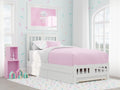 White Twin Wood Platform Bed with Trundle B172478