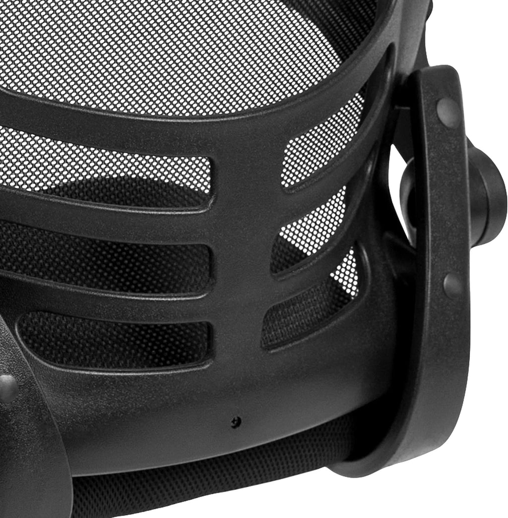 Black Mesh Sled Base Side Reception Chair with Arms N693