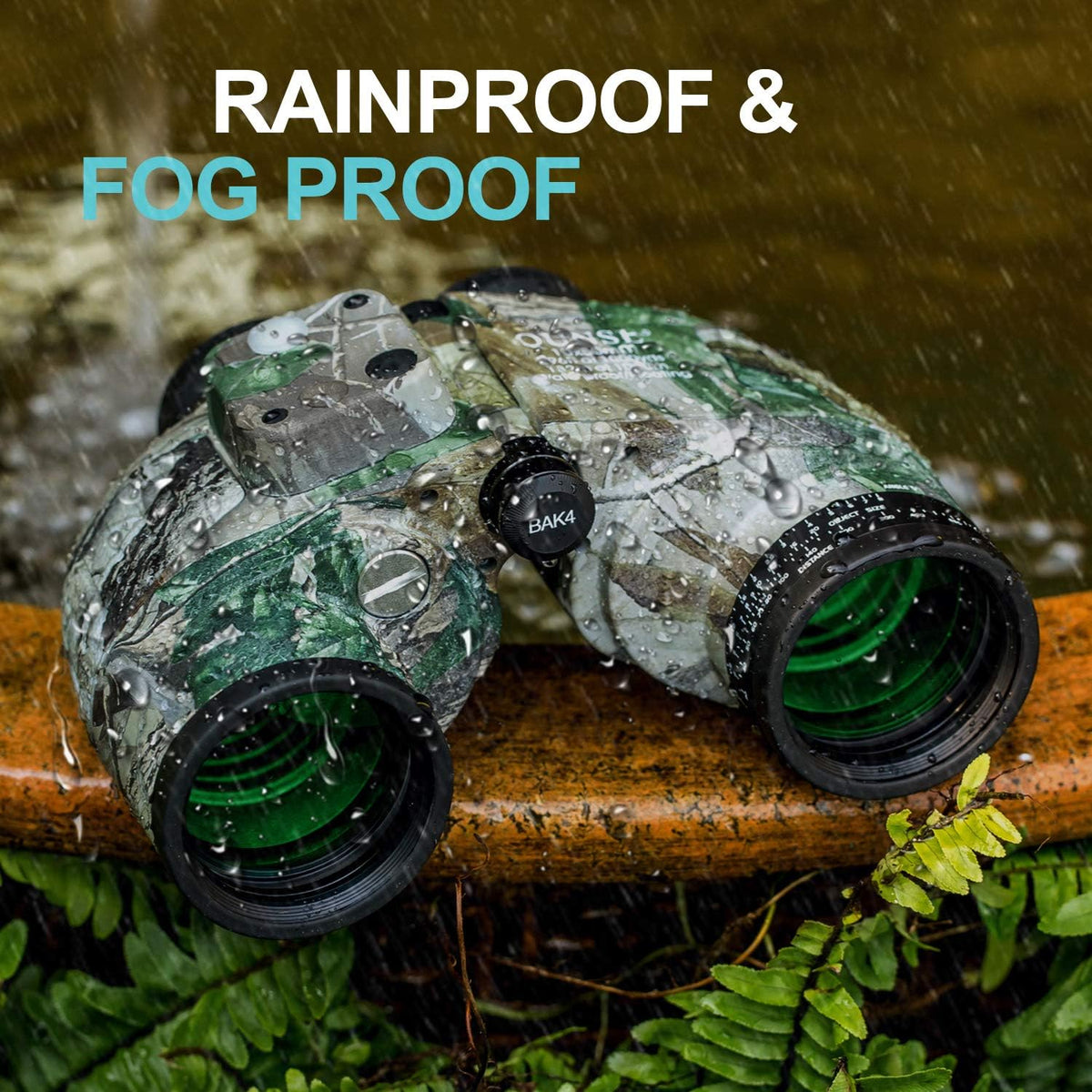 Camouflage 10X50 Waterproof Marine Binoculars with Rangefinder Compass R53692