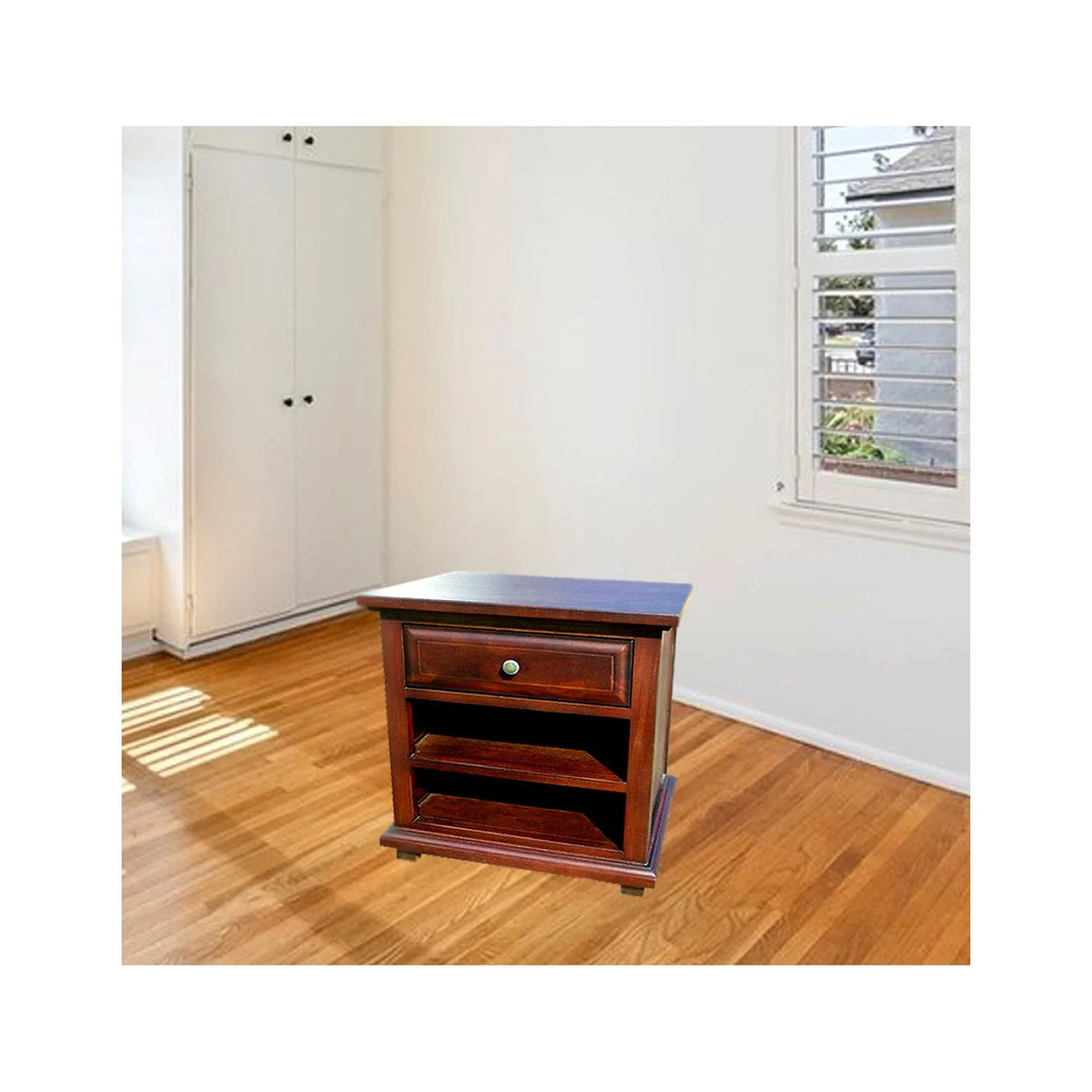 Solid Mahogany Wood Nightstand in Dark Brown S166805