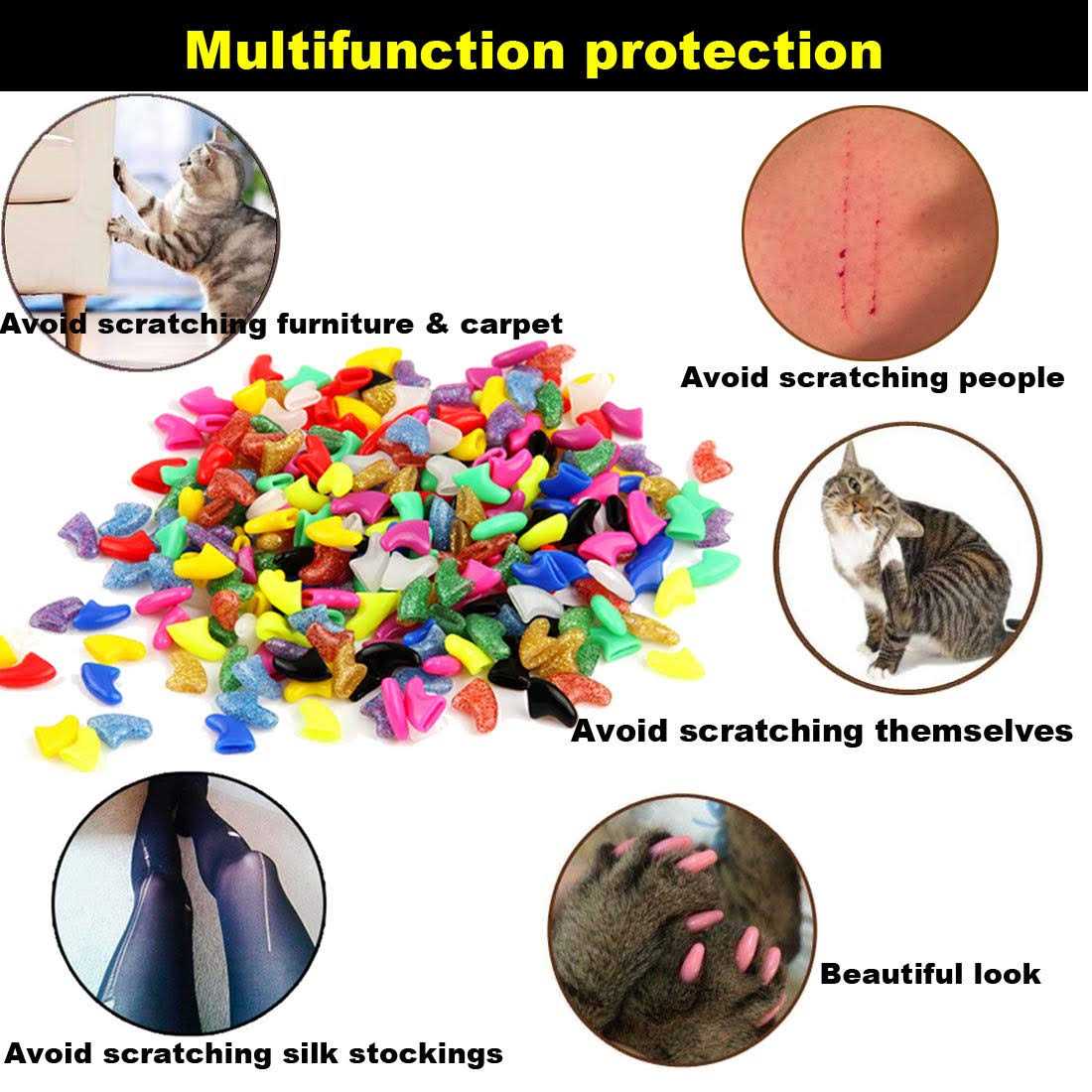 Cat Nail Caps with Glue and Applicators T429
