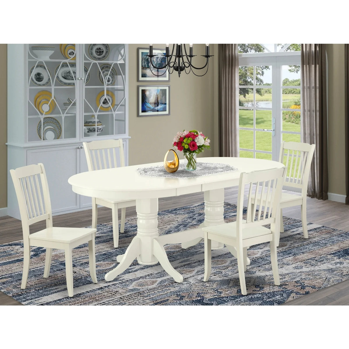5 Pc Dining Table and 4 Wood Seat Chairs G65883