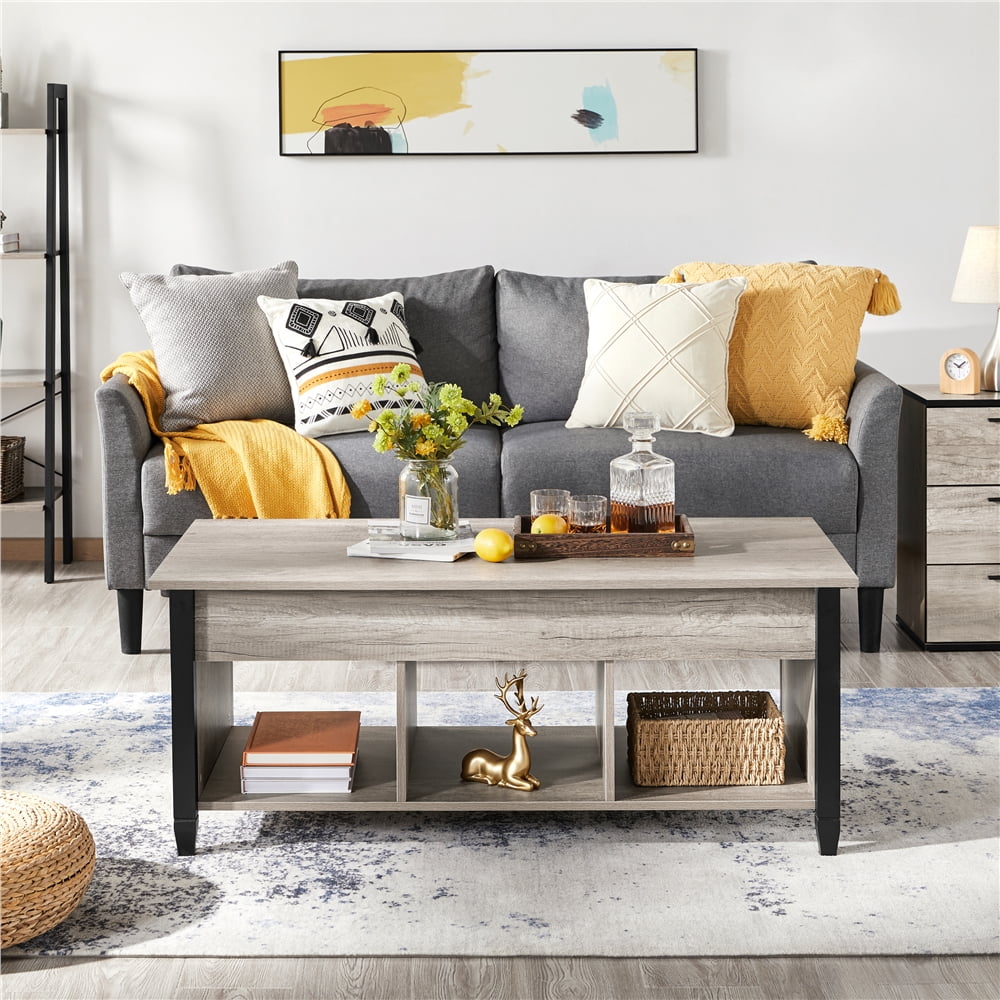 47.5" Lift Top Coffee Table with 3 Storage Compartments N900