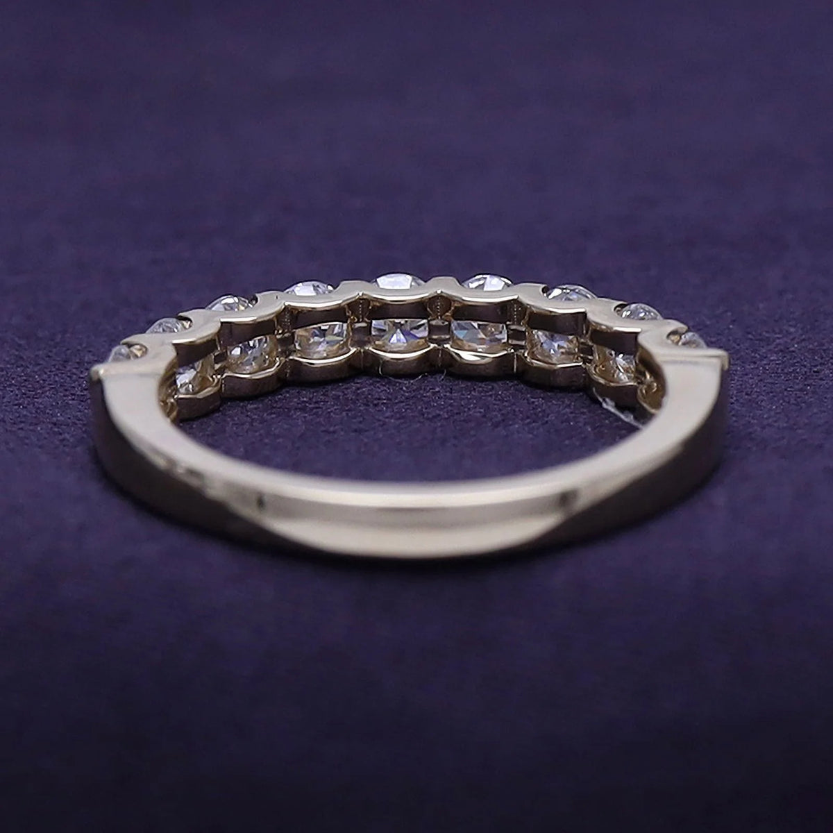 0.86 Carat Round Cut Lab Created Moissanite Half Eternity Wedding Band Ring In 14K Yellow Gold Over Sterling Silver Size 7 E3713