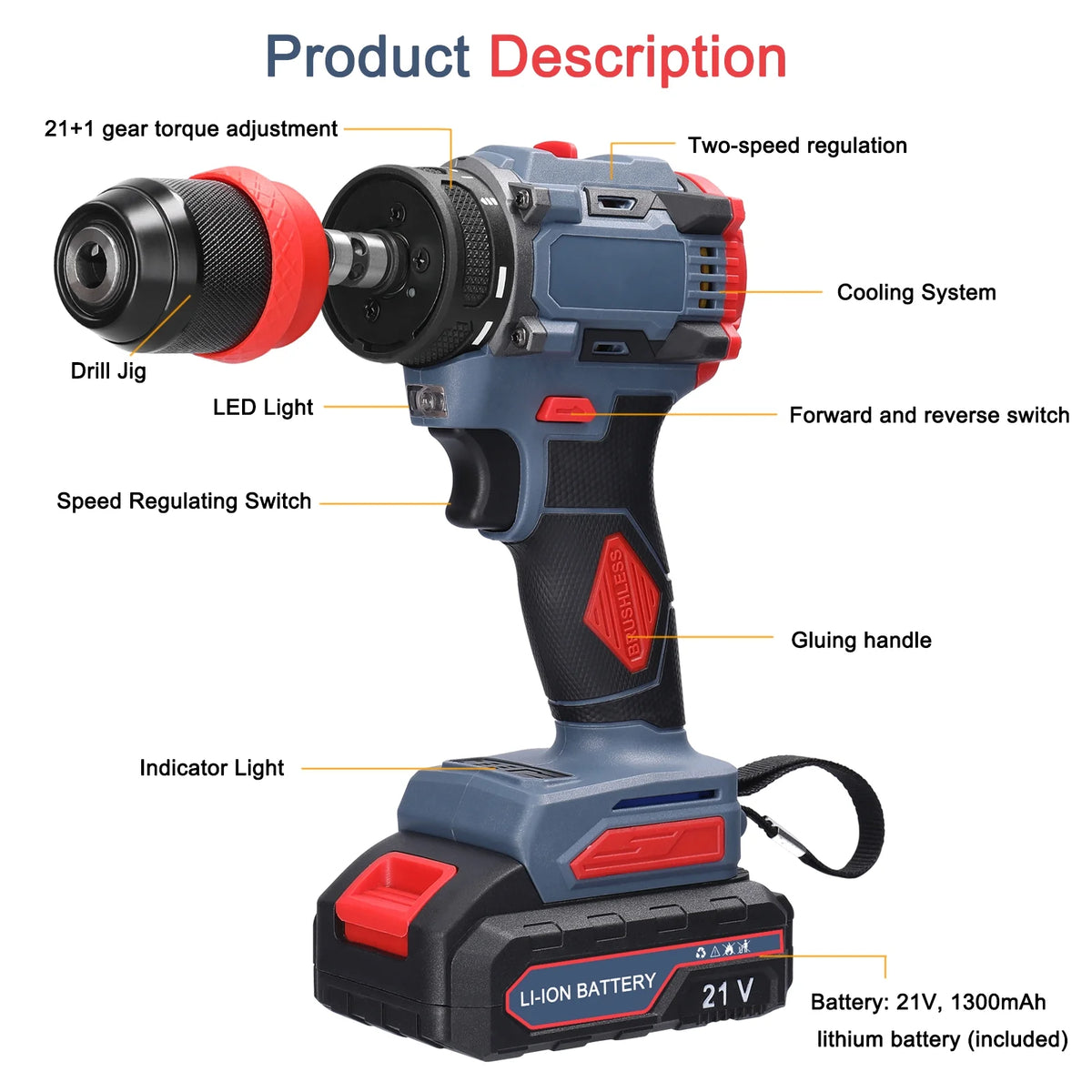 21V 2in1 Screwdriver Drill Set J912800