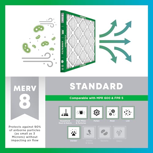 16x25x1 MERV 8 Pleated HVAC Air Filter 4-Pack P16988
