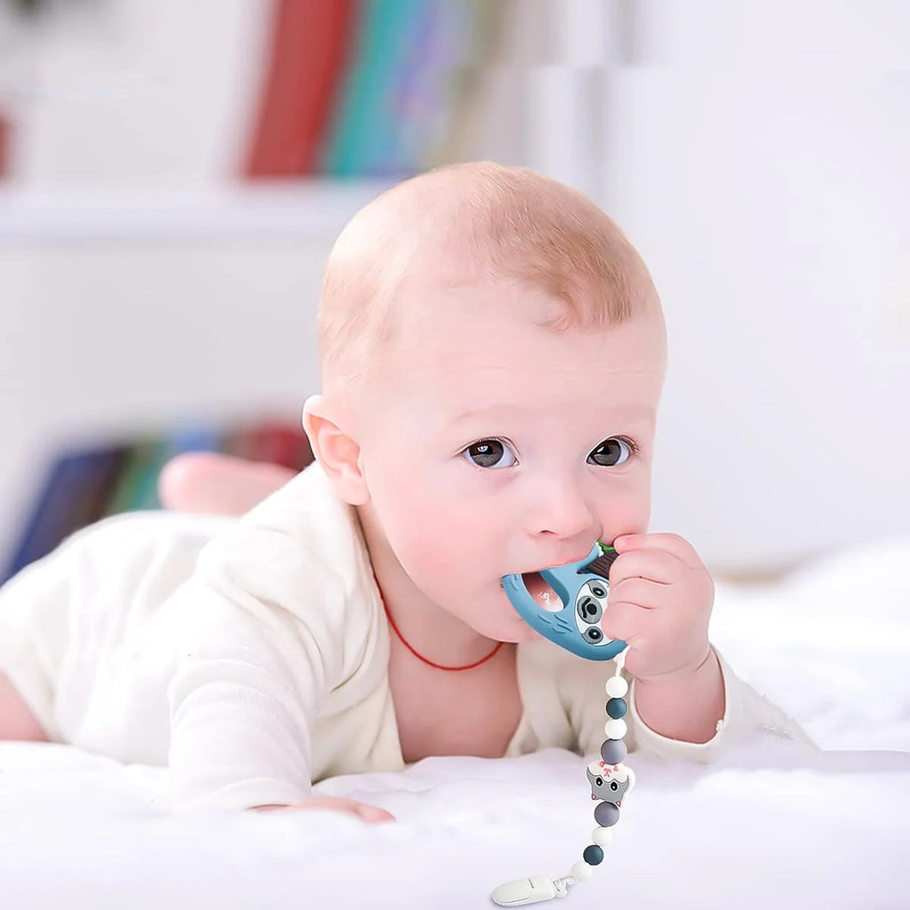 Silicone Baby Teething Toys with Pacifier Clip Holder Set K181
