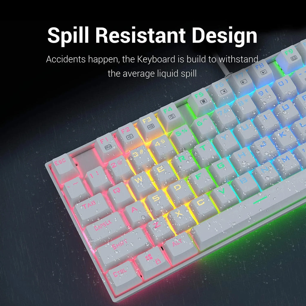 White 87 Key RGB Mechanical Gaming Keyboard H865059