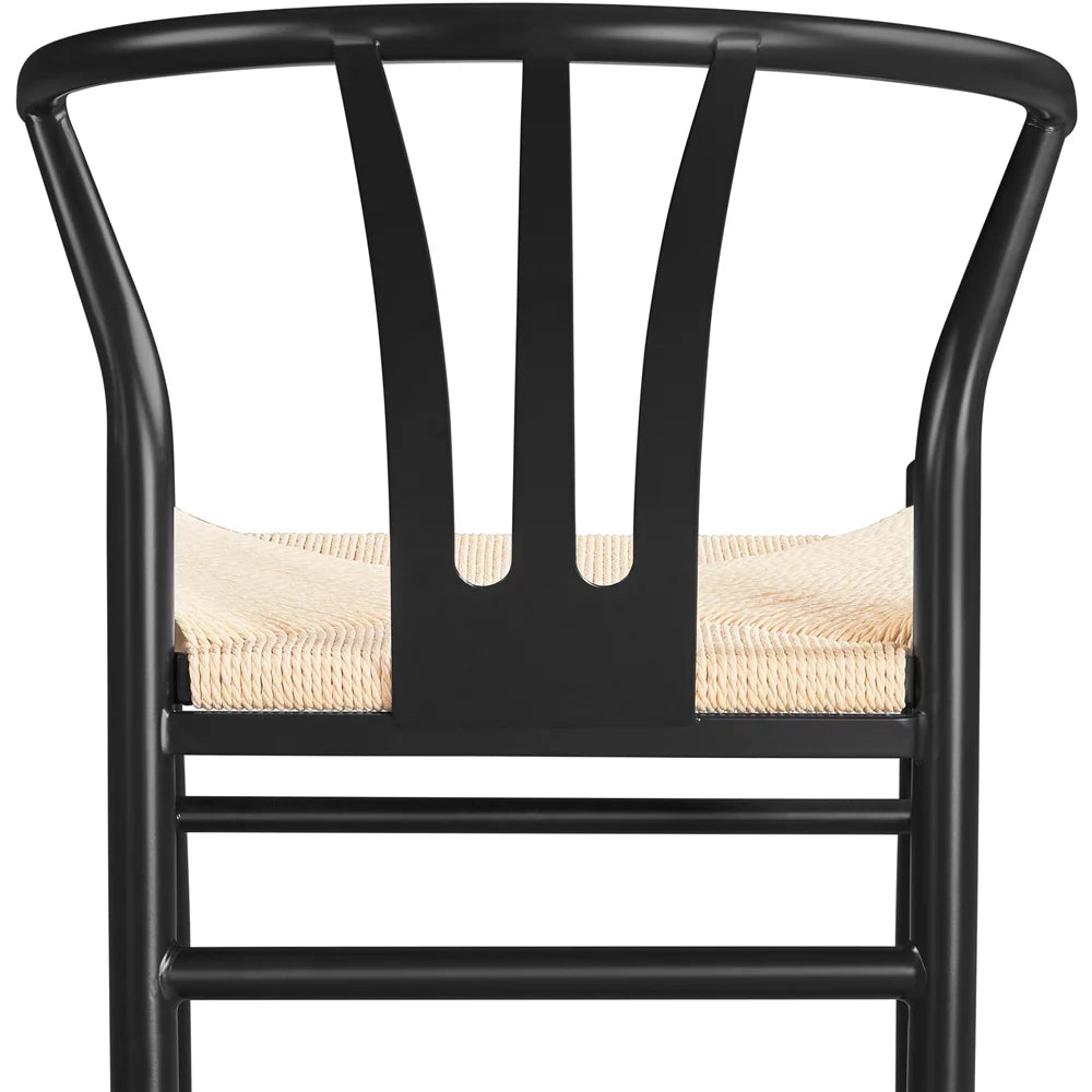 Set of 4 Black Weave Arm Chairs with Metal Frame V754243