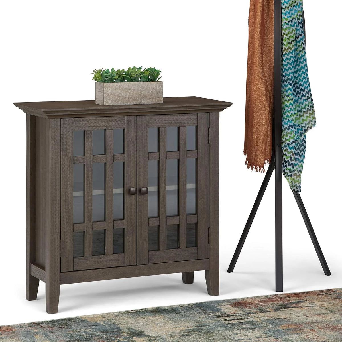 32 inch Wide Low Storage Media Cabinet with 2 Tempered Glass Doors S69082
