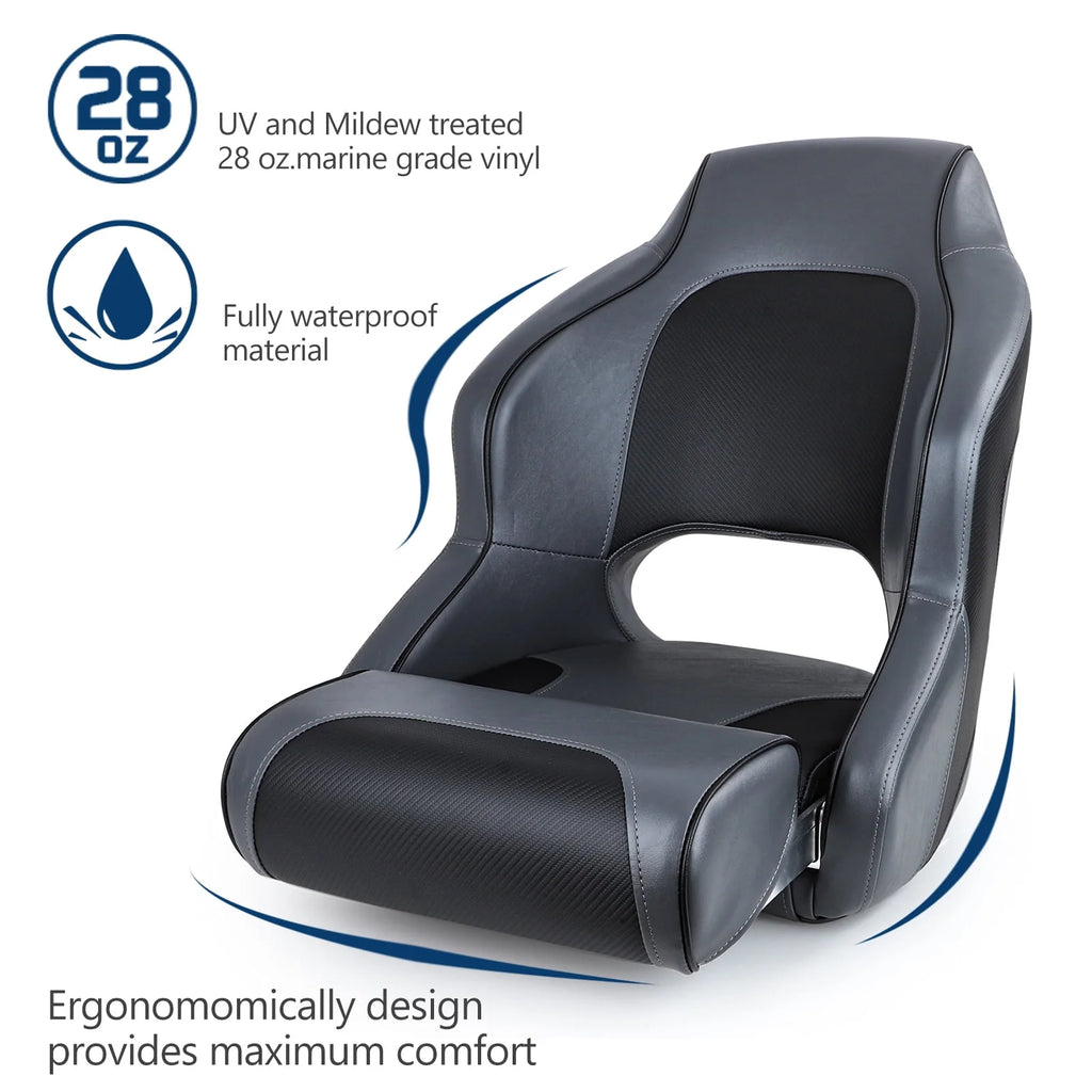 Charcoal Black Flip Up Boat Seat with Cover Q27085