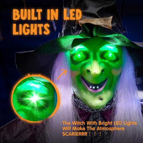78" Hanging Witch Halloween Decoration with Light Up Eyes A8191