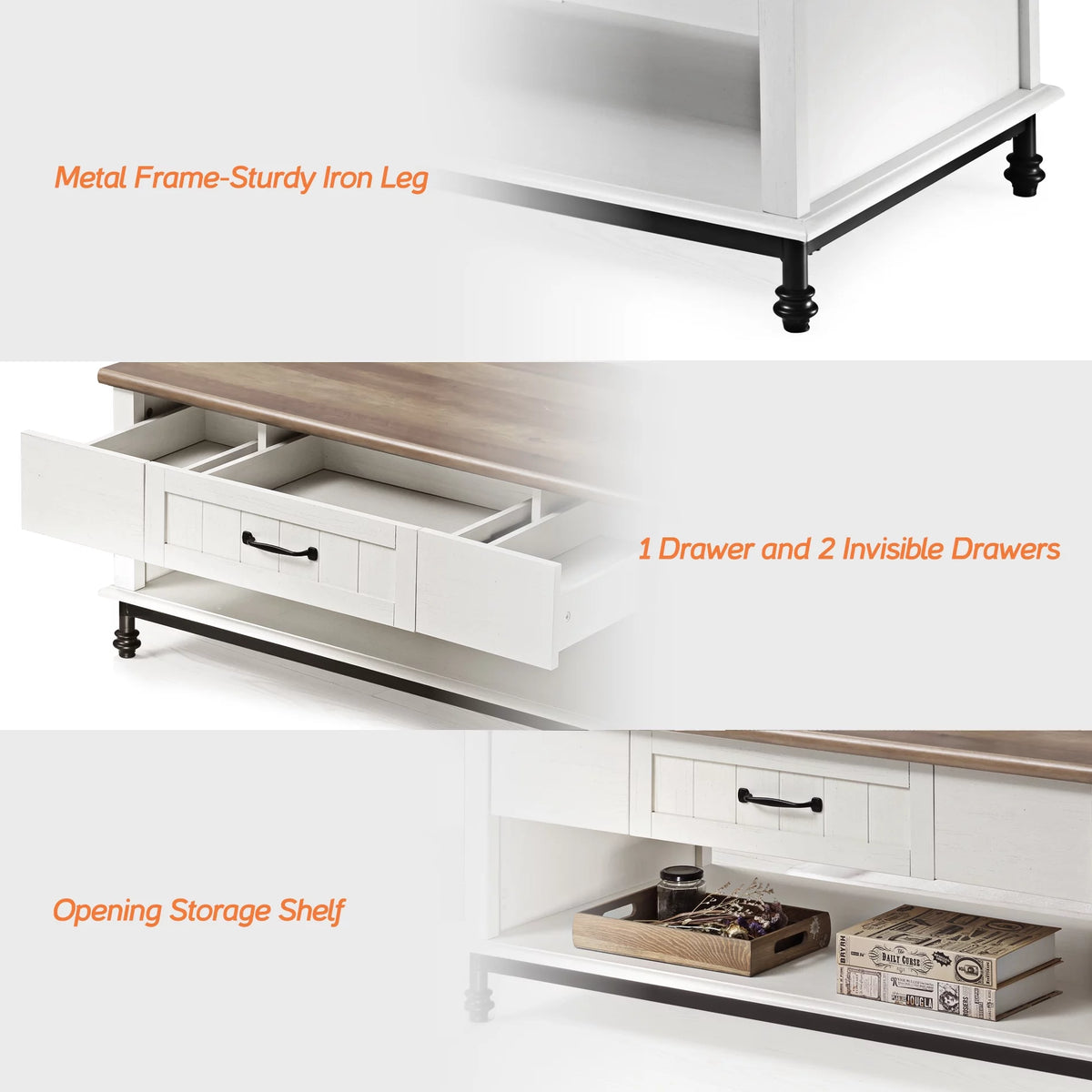 Farmhouse Coffee Table with Storage Shelf J7413