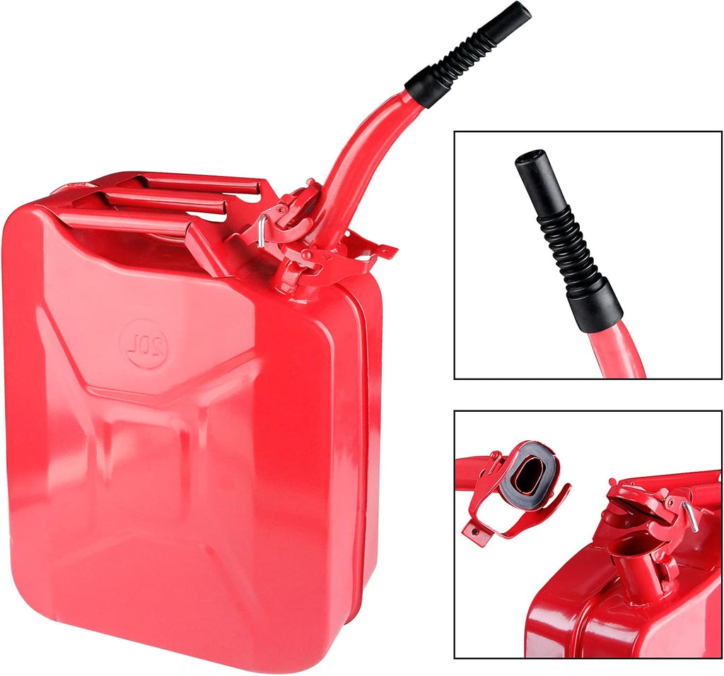 2 Pack Red 20L Steel Gas Can with Spout System P944
