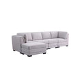 Light Gray Linen Fabric Reversible Sectional Sofa with Ottoman E700967