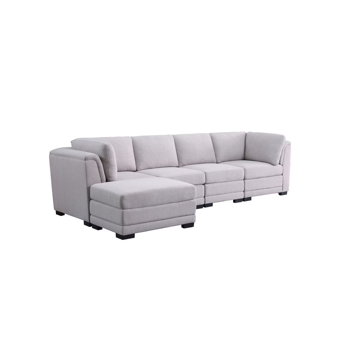 Light Gray Linen Fabric Reversible Sectional Sofa with Ottoman E700967