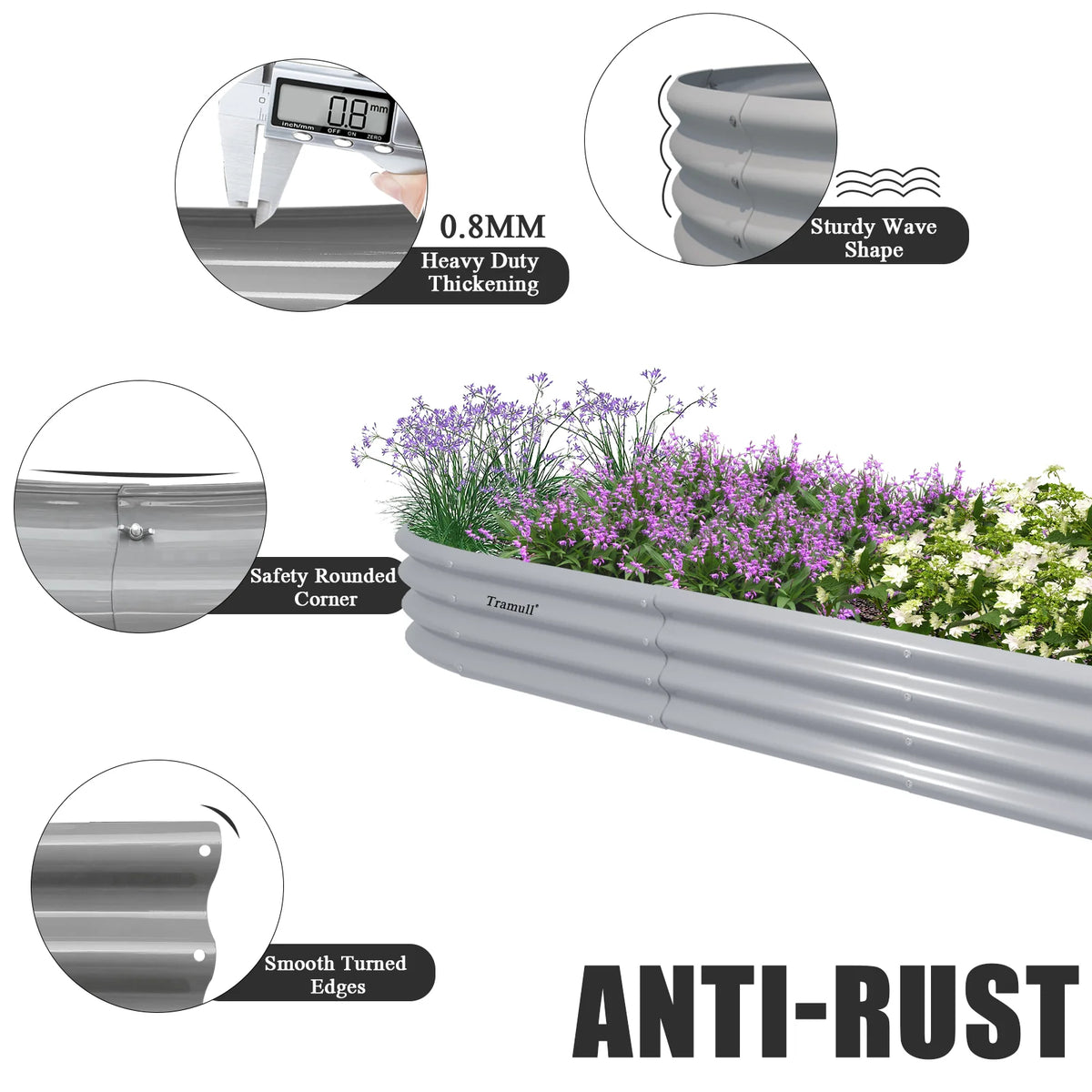 Galvanized Raised Garden Bed Kit Oval Metal Planter Box S5996