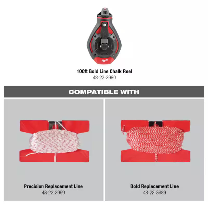 100 ft. Chalk Reel Kit with Red Chalk and 25 ft. Tape Measure V160337