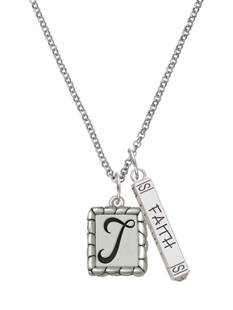 Silvertone Initial Bar Charm Necklace, 23" K753