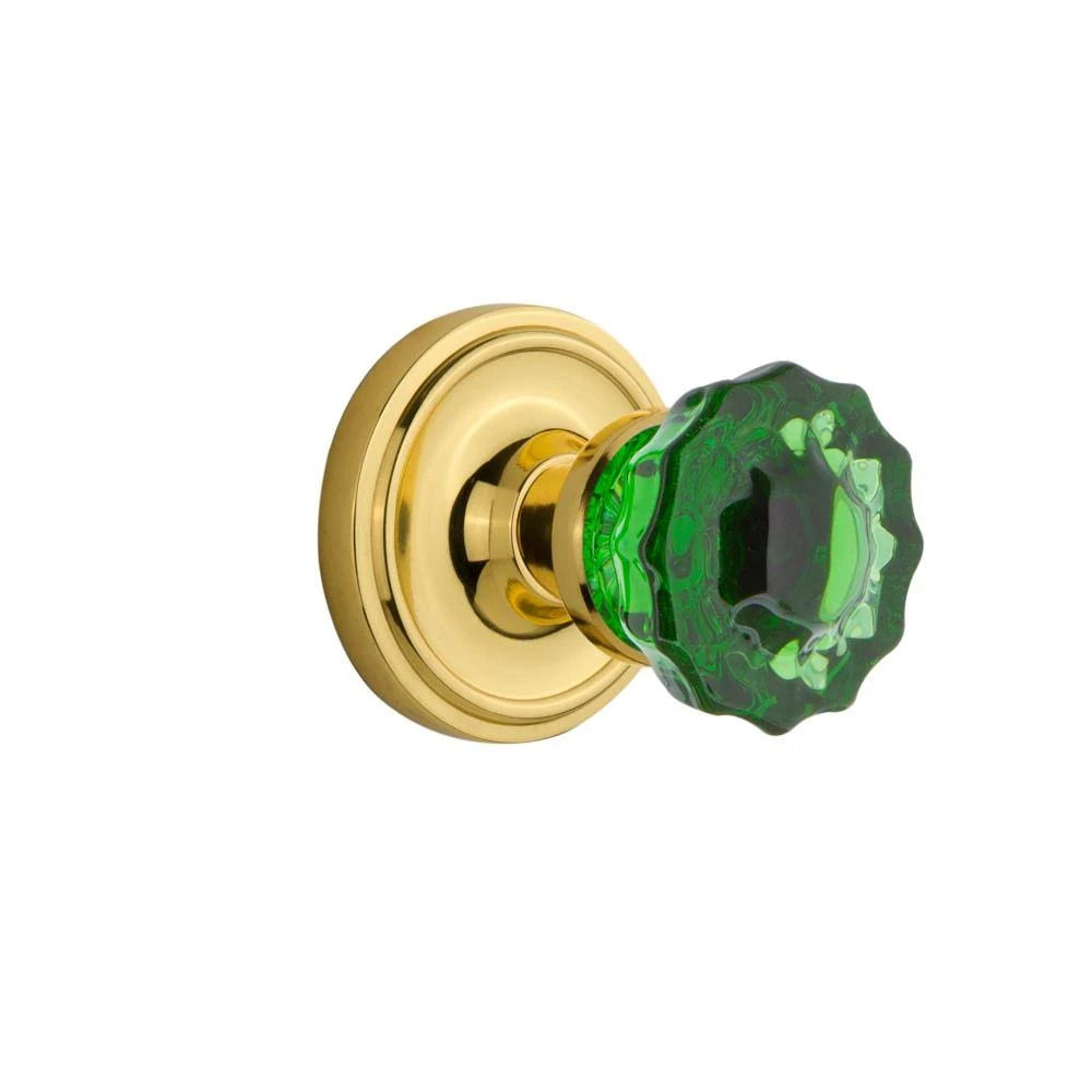 Polished Brass Crystal Glass Door Knob Y8041