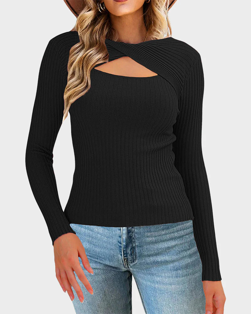 Cutout Knit Sweater T721